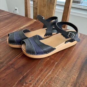 Blue‎ and Black Swedish Hasbeens Clog Sandals size 39 (US 9)